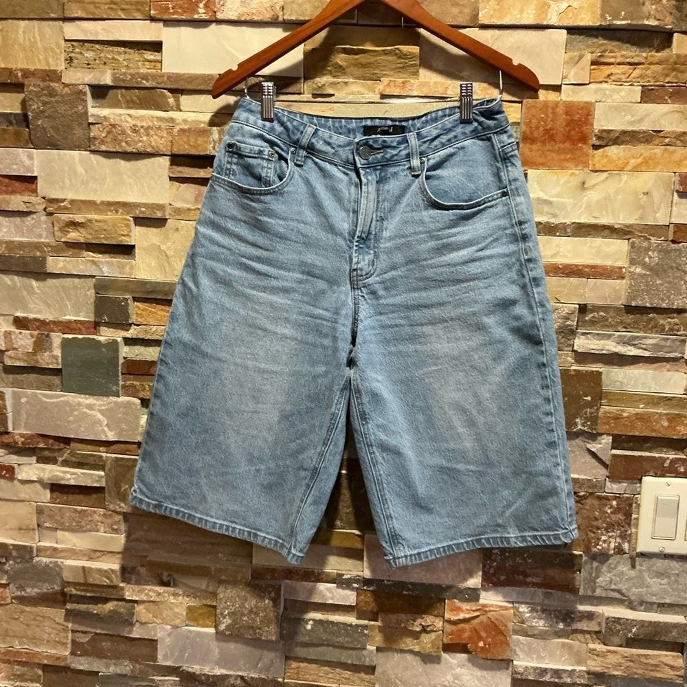 AFRM Light Blue Jean Boyfriend Shorts